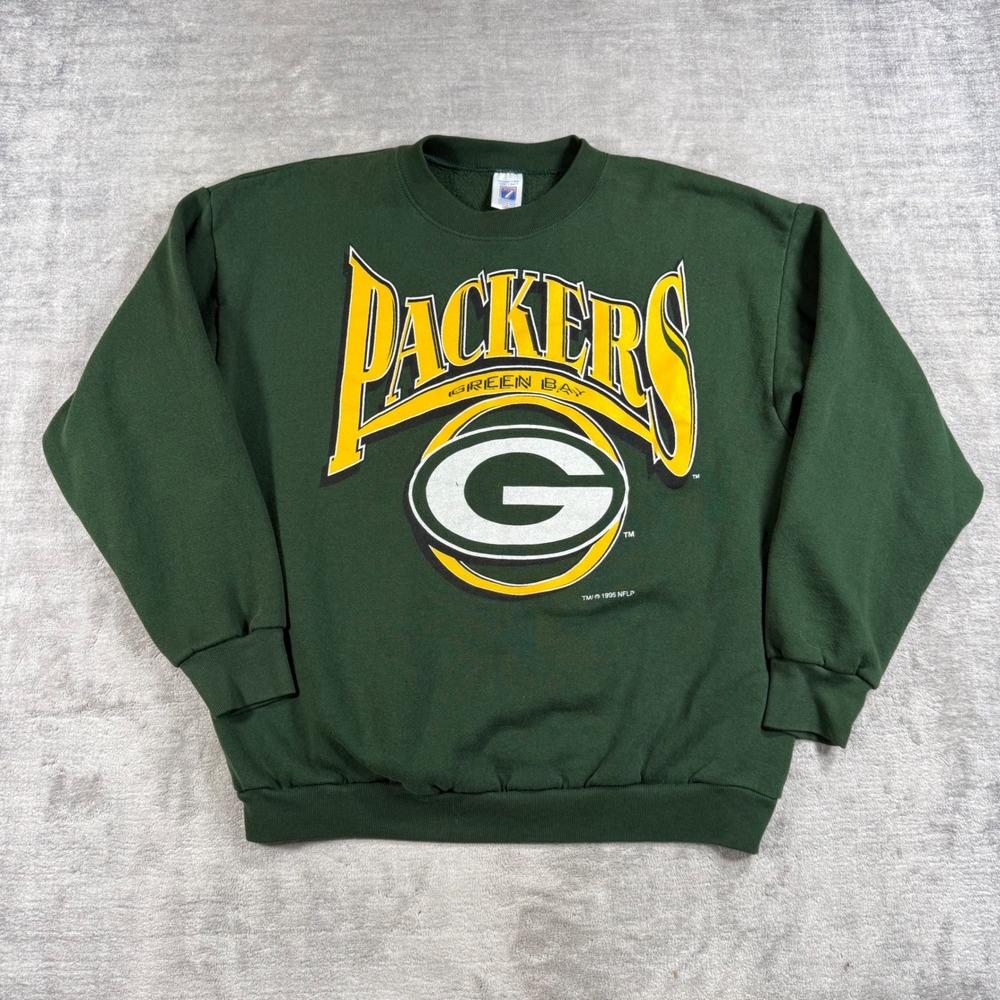 Green Bay Packers Sweatshirt Mens Large Green Vintage 1995 Logo 7 NFL Crewneck